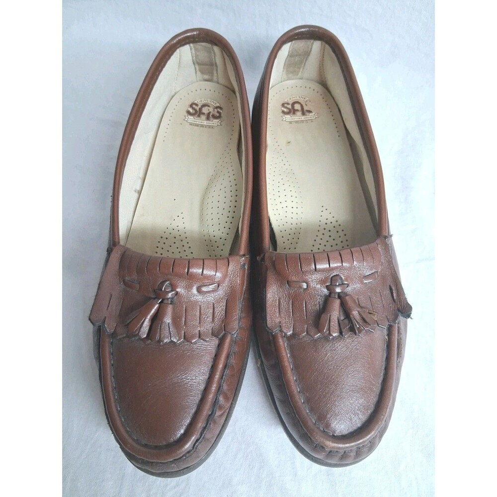SAS Kiltie Tassel Loafers Women 7.5 Brown Leather Tripad Comfort Slip On Shoes